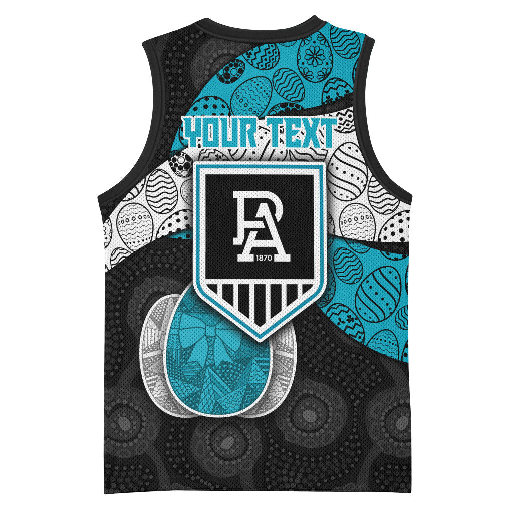 Personalized Power Football Basketball Jersey Easter Egg Pattern Teal Monochrome Tribal Dot Style