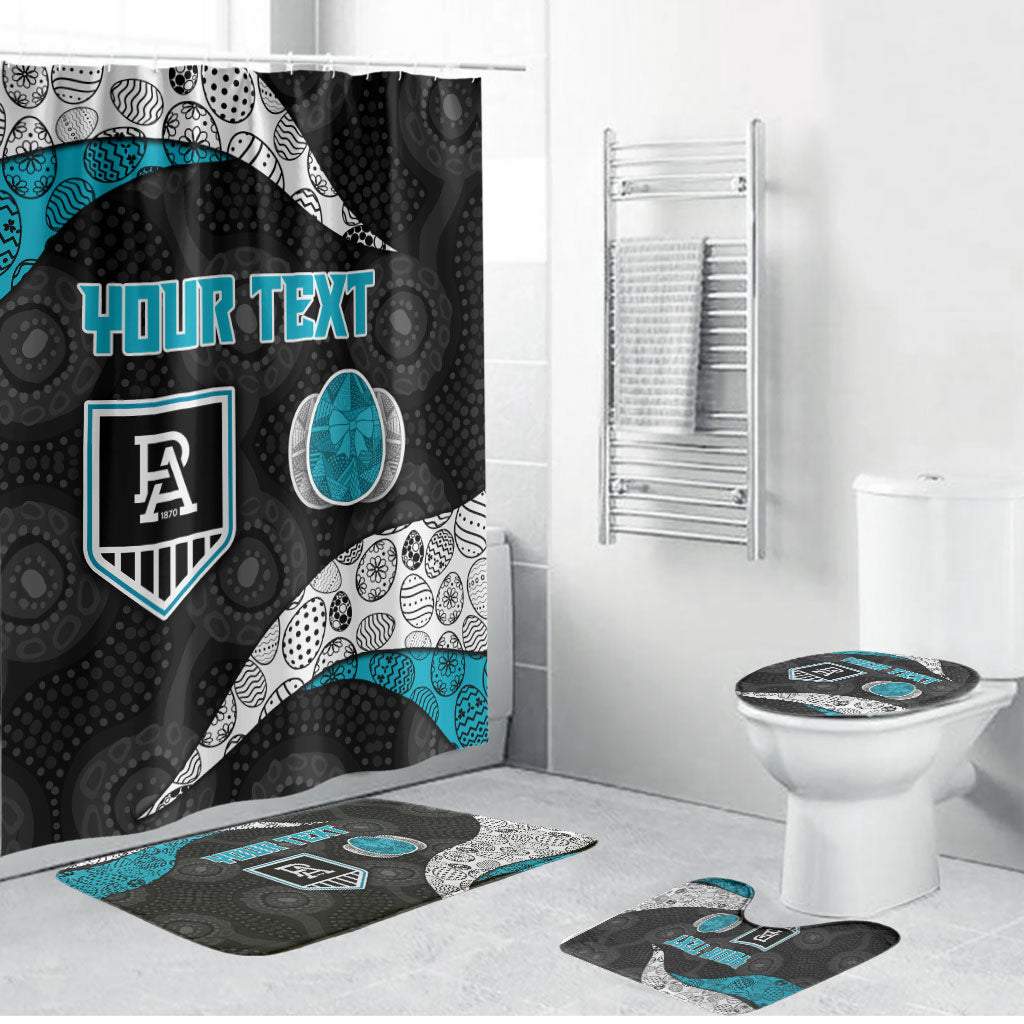 Personalized Power Football Bathroom Set Easter Egg Pattern Teal Monochrome Tribal Dot Style