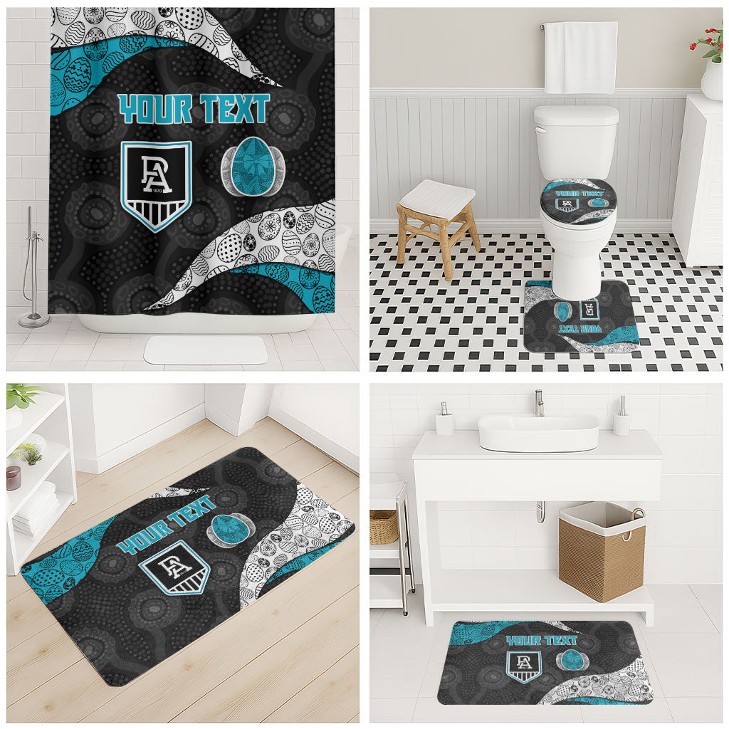 Personalized Power Football Bathroom Set Easter Egg Pattern Teal Monochrome Tribal Dot Style