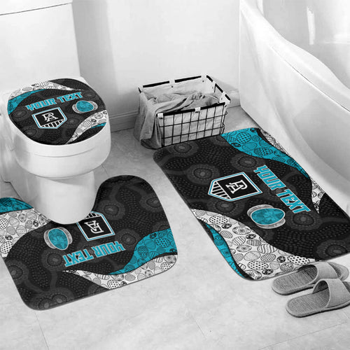 Personalized Power Football Bathroom Set Easter Egg Pattern Teal Monochrome Tribal Dot Style
