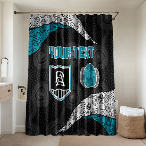 Personalized Power Football Bathroom Set Easter Egg Pattern Teal Monochrome Tribal Dot Style