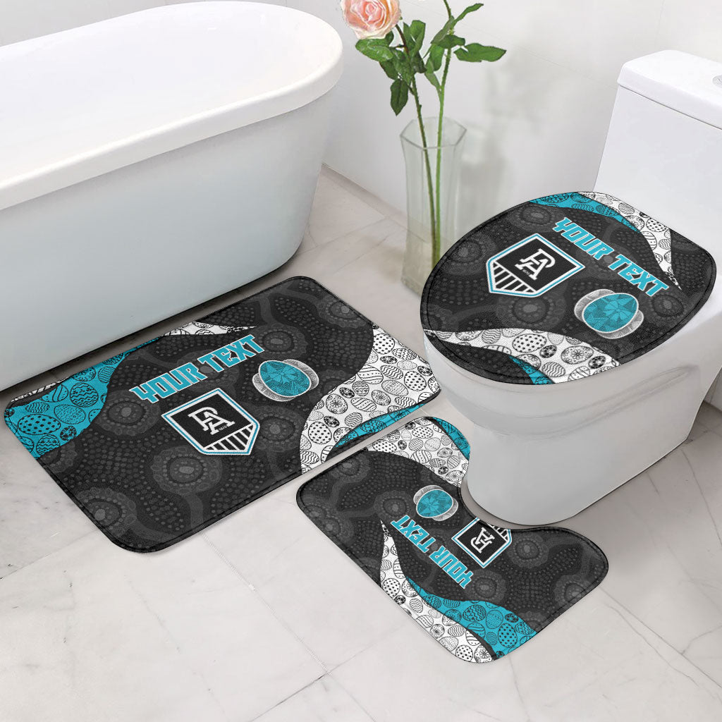 Personalized Power Football Bathroom Set Easter Egg Pattern Teal Monochrome Tribal Dot Style