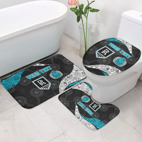 Personalized Power Football Bathroom Set Easter Egg Pattern Teal Monochrome Tribal Dot Style