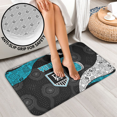 Personalized Power Football Bathroom Set Easter Egg Pattern Teal Monochrome Tribal Dot Style