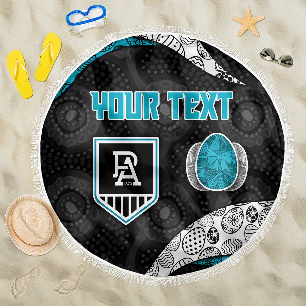 Personalized Power Football Beach Blanket Easter Egg Pattern Teal Monochrome Tribal Dot Style