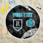 Personalized Power Football Beach Blanket Easter Egg Pattern Teal Monochrome Tribal Dot Style