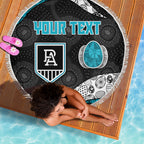 Personalized Power Football Beach Blanket Easter Egg Pattern Teal Monochrome Tribal Dot Style
