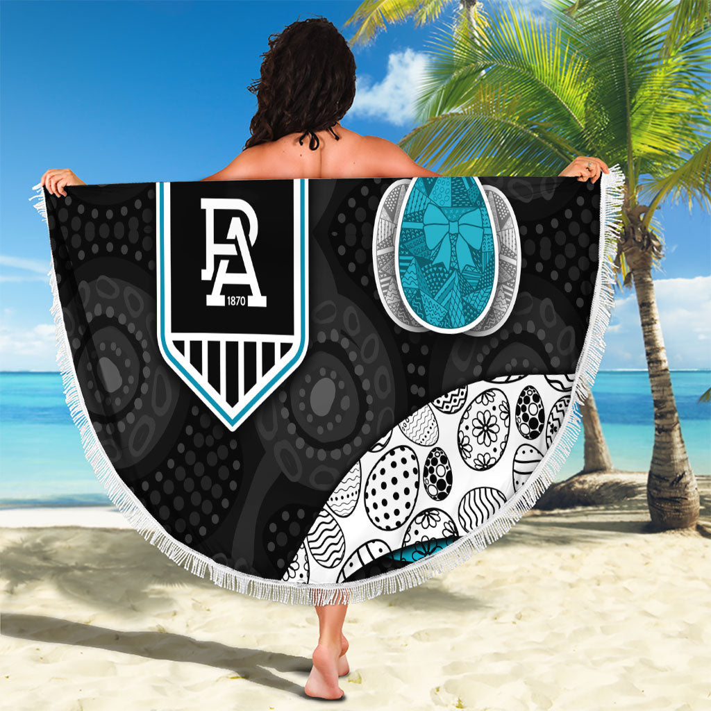 Personalized Power Football Beach Blanket Easter Egg Pattern Teal Monochrome Tribal Dot Style