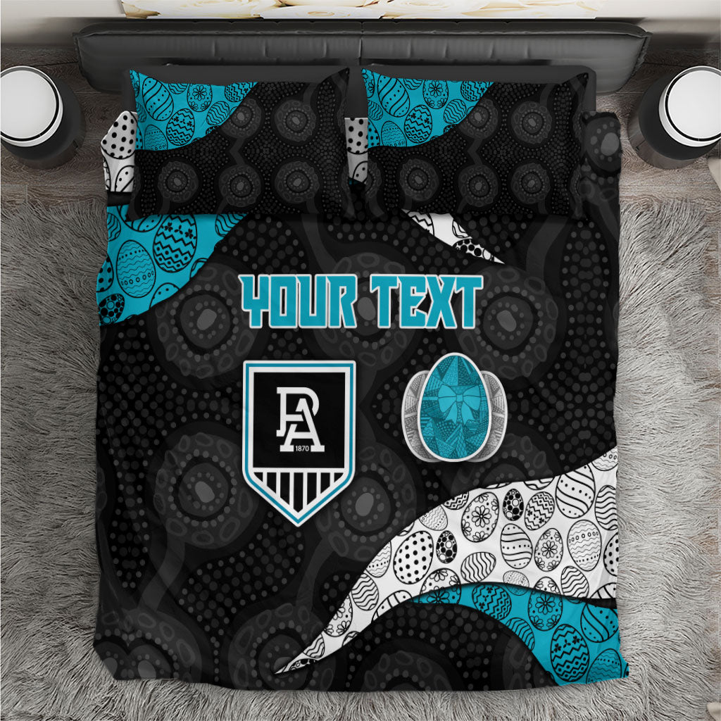 Personalized Power Football Bedding Set Easter Egg Pattern Teal Monochrome Tribal Dot Style