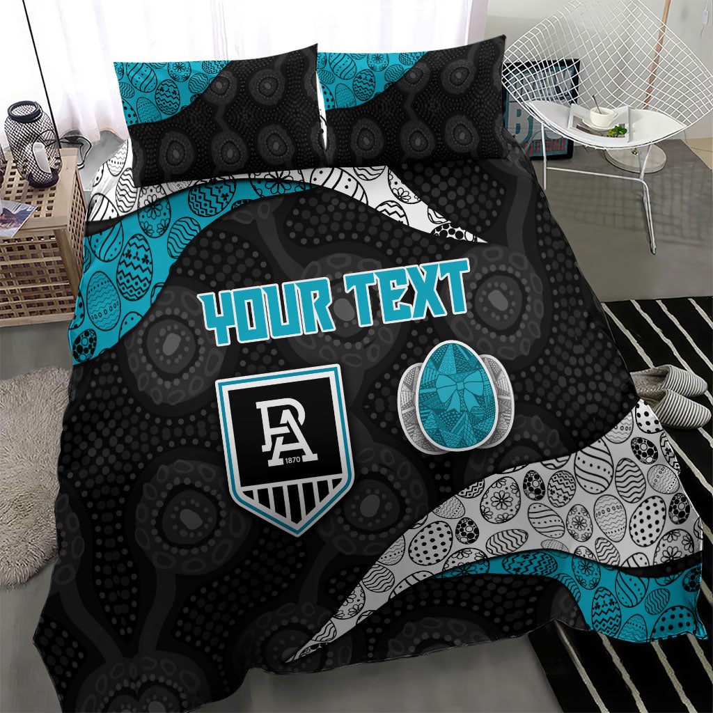 Personalized Power Football Bedding Set Easter Egg Pattern Teal Monochrome Tribal Dot Style