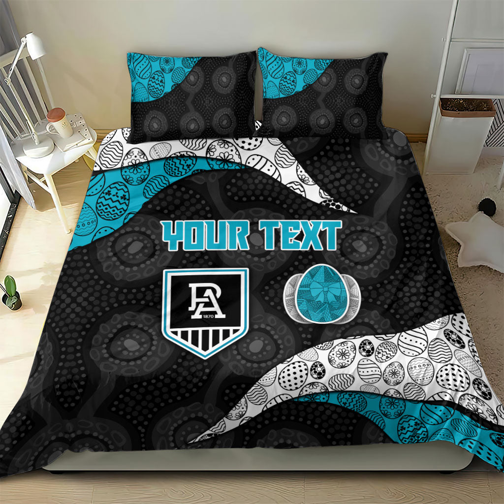 Personalized Power Football Bedding Set Easter Egg Pattern Teal Monochrome Tribal Dot Style