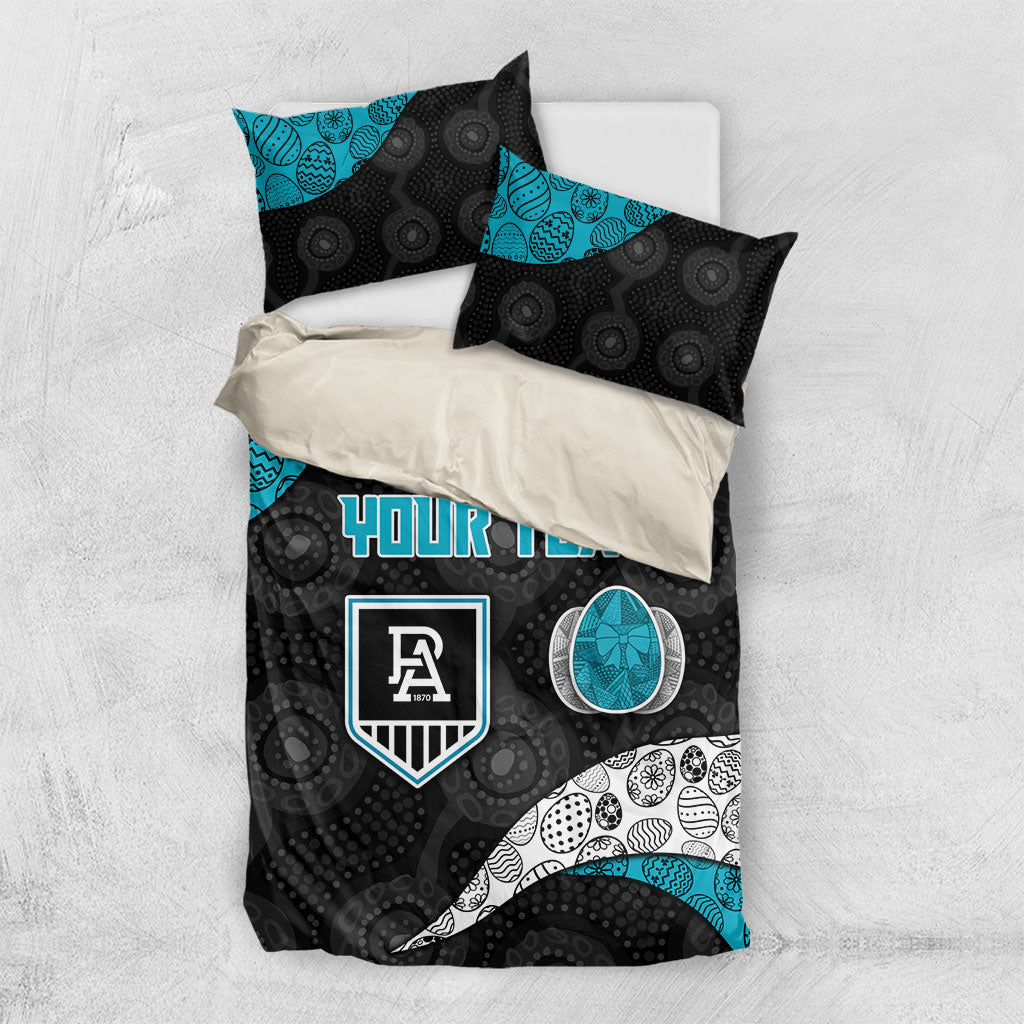 Personalized Power Football Bedding Set Easter Egg Pattern Teal Monochrome Tribal Dot Style