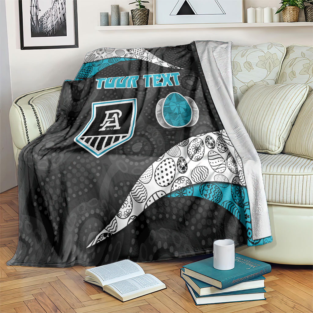 Personalized Power Football Blanket Easter Egg Pattern Teal Monochrome Tribal Dot Style