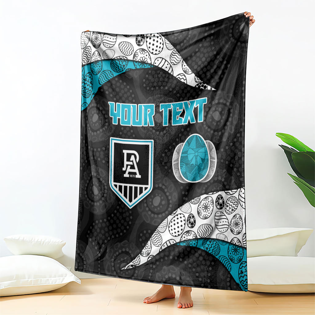 Personalized Power Football Blanket Easter Egg Pattern Teal Monochrome Tribal Dot Style