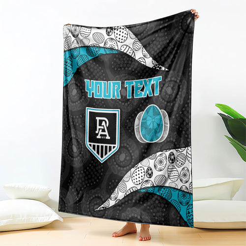 Personalized Power Football Blanket Easter Egg Pattern Teal Monochrome Tribal Dot Style