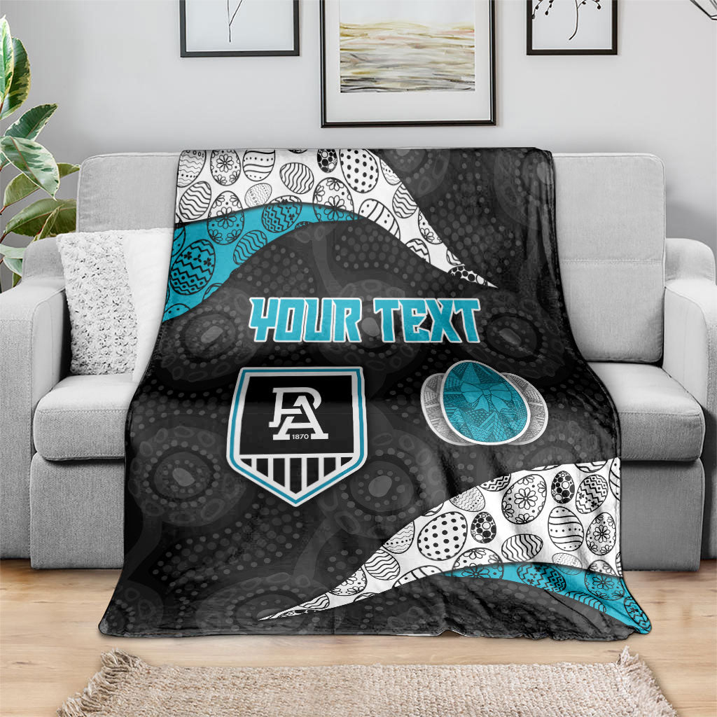 Personalized Power Football Blanket Easter Egg Pattern Teal Monochrome Tribal Dot Style