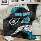 Personalized Power Football Blanket Easter Egg Pattern Teal Monochrome Tribal Dot Style