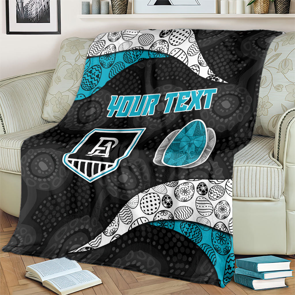 Personalized Power Football Blanket Easter Egg Pattern Teal Monochrome Tribal Dot Style