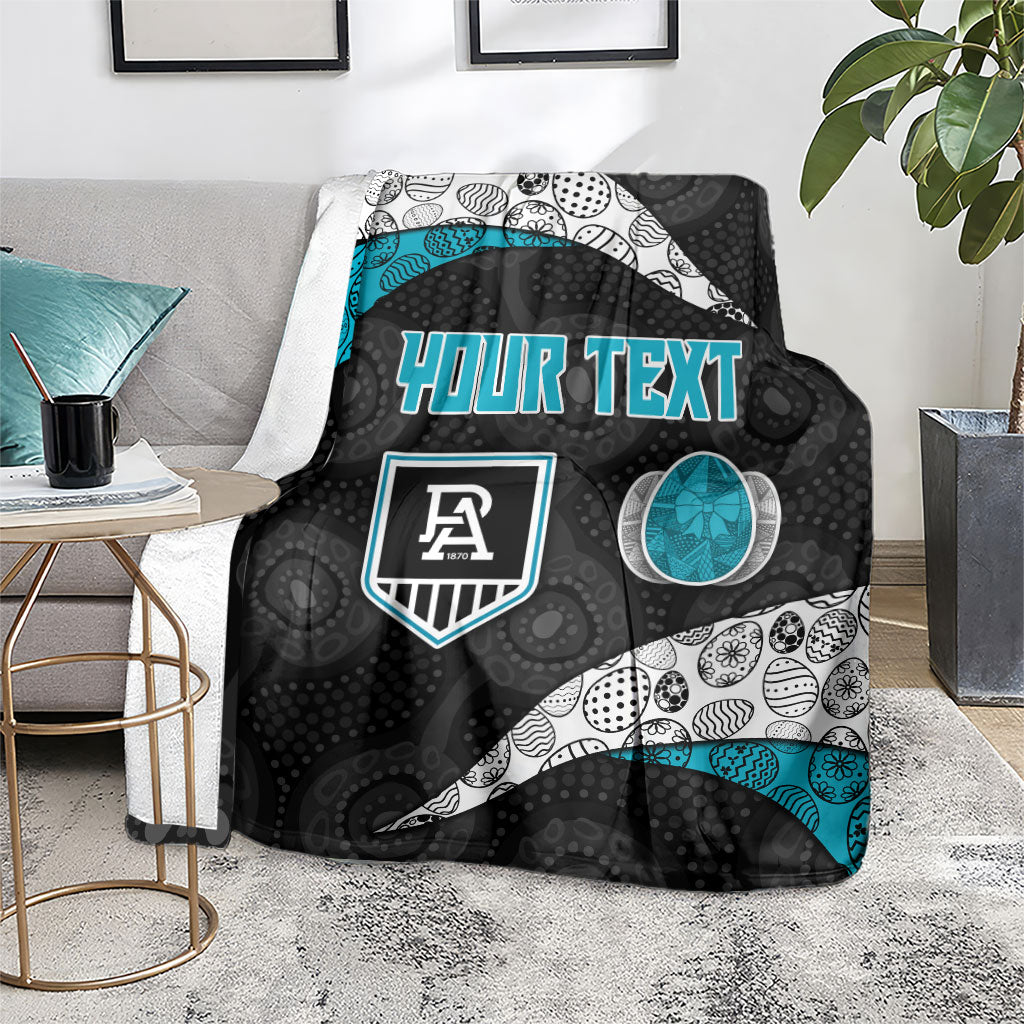 Personalized Power Football Blanket Easter Egg Pattern Teal Monochrome Tribal Dot Style