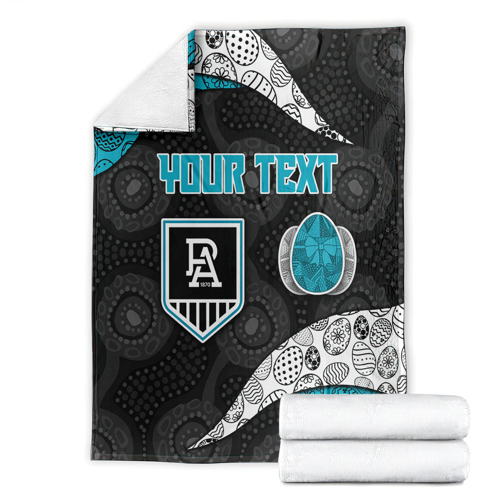 Personalized Power Football Blanket Easter Egg Pattern Teal Monochrome Tribal Dot Style