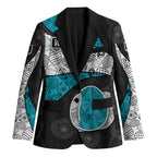 Personalized Power Football Blazer Easter Egg Pattern Teal Monochrome Tribal Dot Style