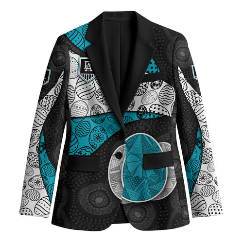 Personalized Power Football Blazer Easter Egg Pattern Teal Monochrome Tribal Dot Style