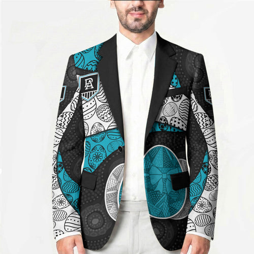 Personalized Power Football Blazer Easter Egg Pattern Teal Monochrome Tribal Dot Style
