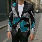 Personalized Power Football Blazer Easter Egg Pattern Teal Monochrome Tribal Dot Style