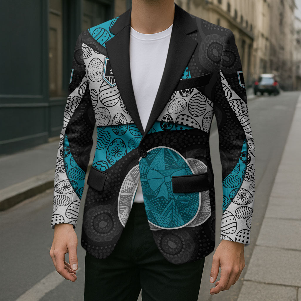 Personalized Power Football Blazer Easter Egg Pattern Teal Monochrome Tribal Dot Style