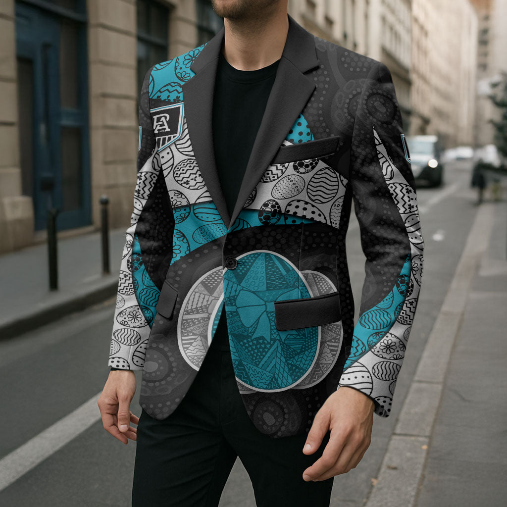 Personalized Power Football Blazer Easter Egg Pattern Teal Monochrome Tribal Dot Style