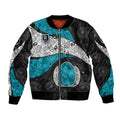 Personalized Power Football Bomber Jacket Easter Egg Pattern Teal Monochrome Tribal Dot Style