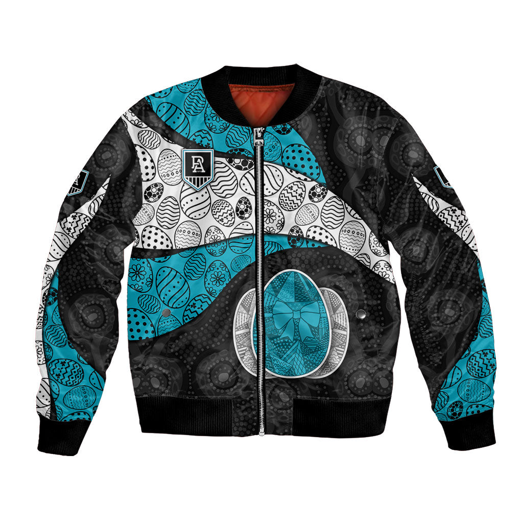 Personalized Power Football Bomber Jacket Easter Egg Pattern Teal Monochrome Tribal Dot Style