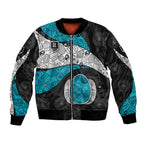 Personalized Power Football Bomber Jacket Easter Egg Pattern Teal Monochrome Tribal Dot Style
