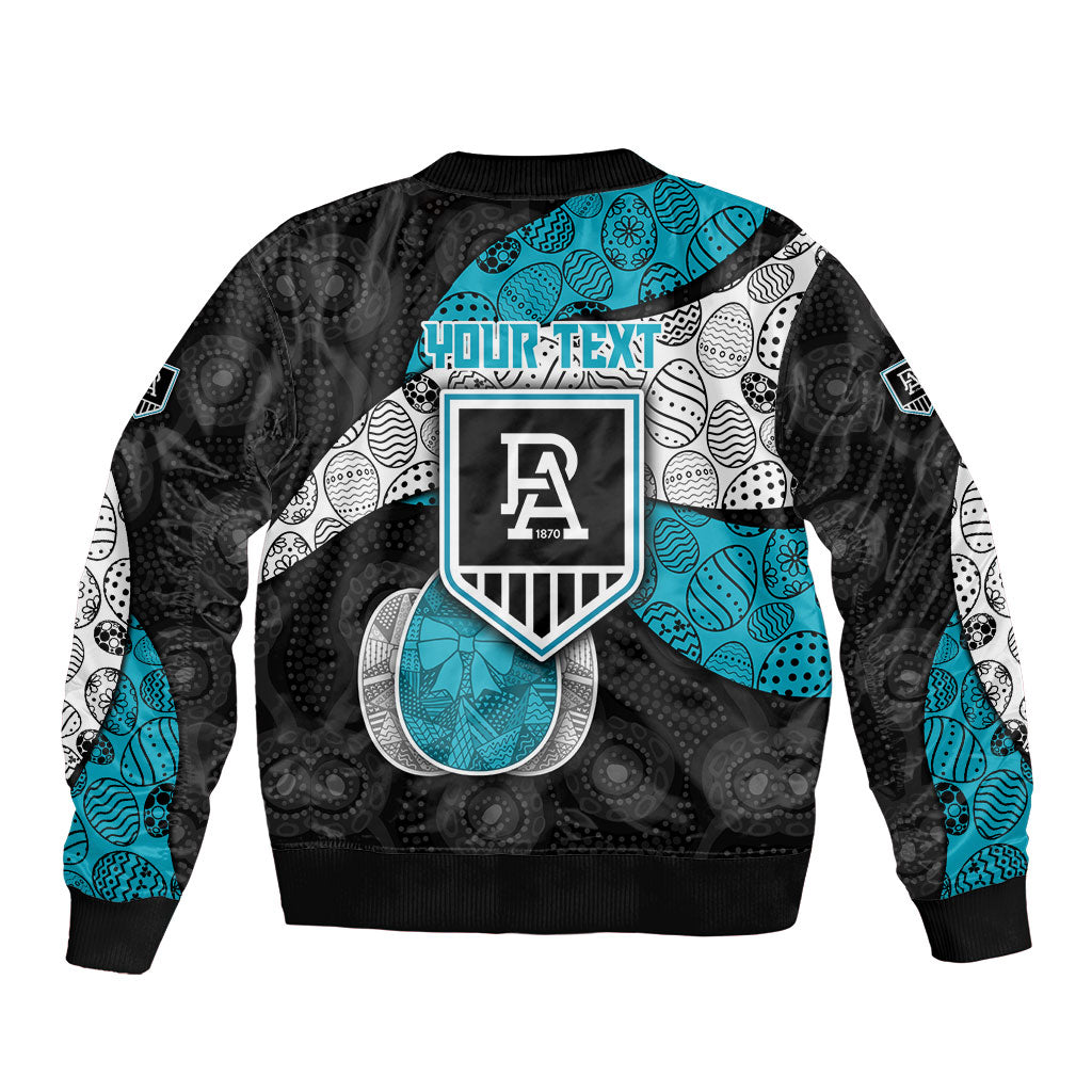 Personalized Power Football Bomber Jacket Easter Egg Pattern Teal Monochrome Tribal Dot Style