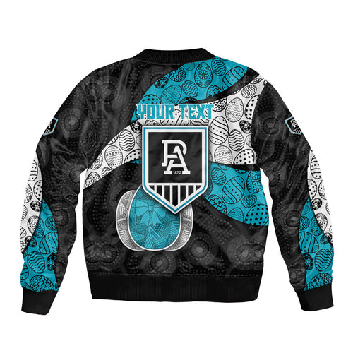 Personalized Power Football Bomber Jacket Easter Egg Pattern Teal Monochrome Tribal Dot Style