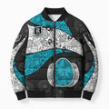 Personalized Power Football Bomber Puffer Jacket Easter Egg Pattern Teal Monochrome Tribal Dot Style