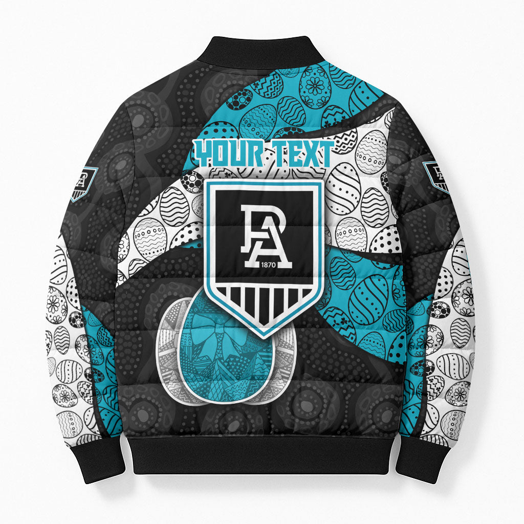 Personalized Power Football Bomber Puffer Jacket Easter Egg Pattern Teal Monochrome Tribal Dot Style