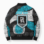 Personalized Power Football Bomber Puffer Jacket Easter Egg Pattern Teal Monochrome Tribal Dot Style