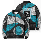 Personalized Power Football Bomber Puffer Jacket Easter Egg Pattern Teal Monochrome Tribal Dot Style