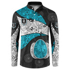 Personalized Power Football Button Sweatshirt Easter Egg Pattern Teal Monochrome Tribal Dot Style