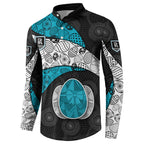 Personalized Power Football Button Sweatshirt Easter Egg Pattern Teal Monochrome Tribal Dot Style
