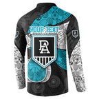 Personalized Power Football Button Sweatshirt Easter Egg Pattern Teal Monochrome Tribal Dot Style