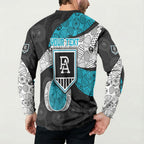 Personalized Power Football Button Sweatshirt Easter Egg Pattern Teal Monochrome Tribal Dot Style