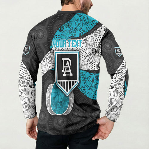 Personalized Power Football Button Sweatshirt Easter Egg Pattern Teal Monochrome Tribal Dot Style