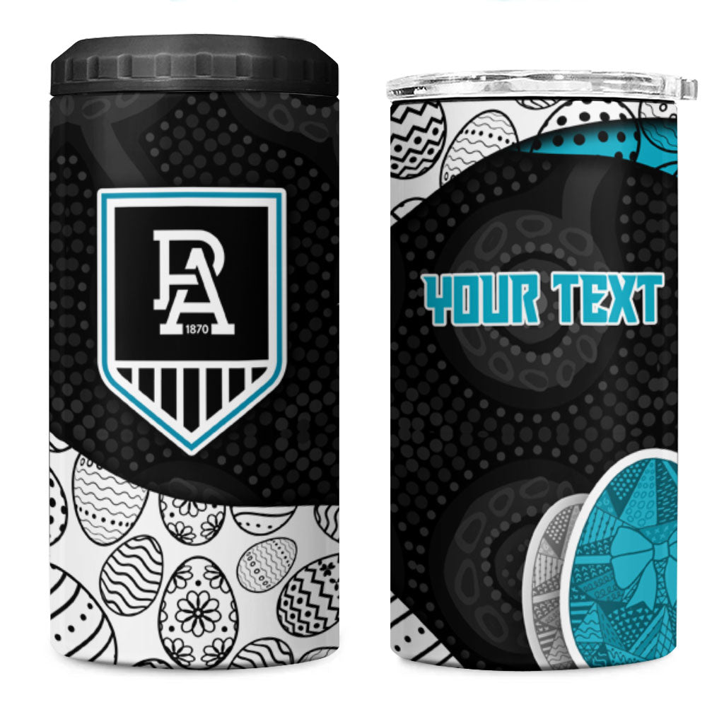 Personalized Power Football 4 in 1 Can Cooler Tumbler Easter Egg Pattern Teal Monochrome Tribal Dot Style