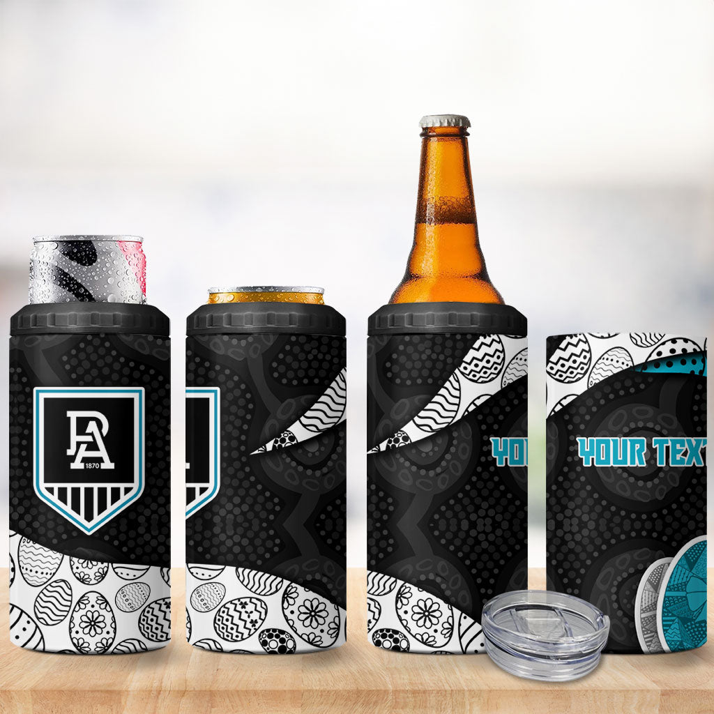Personalized Power Football 4 in 1 Can Cooler Tumbler Easter Egg Pattern Teal Monochrome Tribal Dot Style
