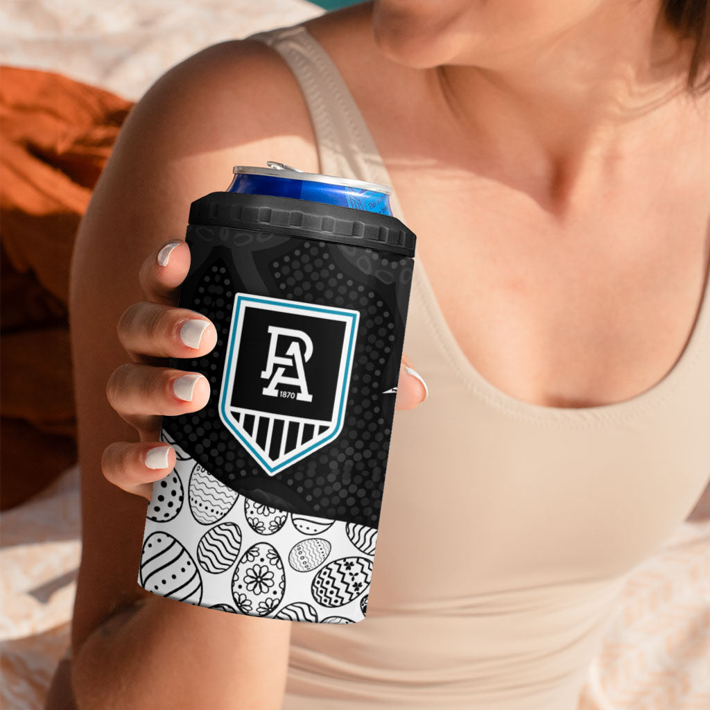 Personalized Power Football 4 in 1 Can Cooler Tumbler Easter Egg Pattern Teal Monochrome Tribal Dot Style