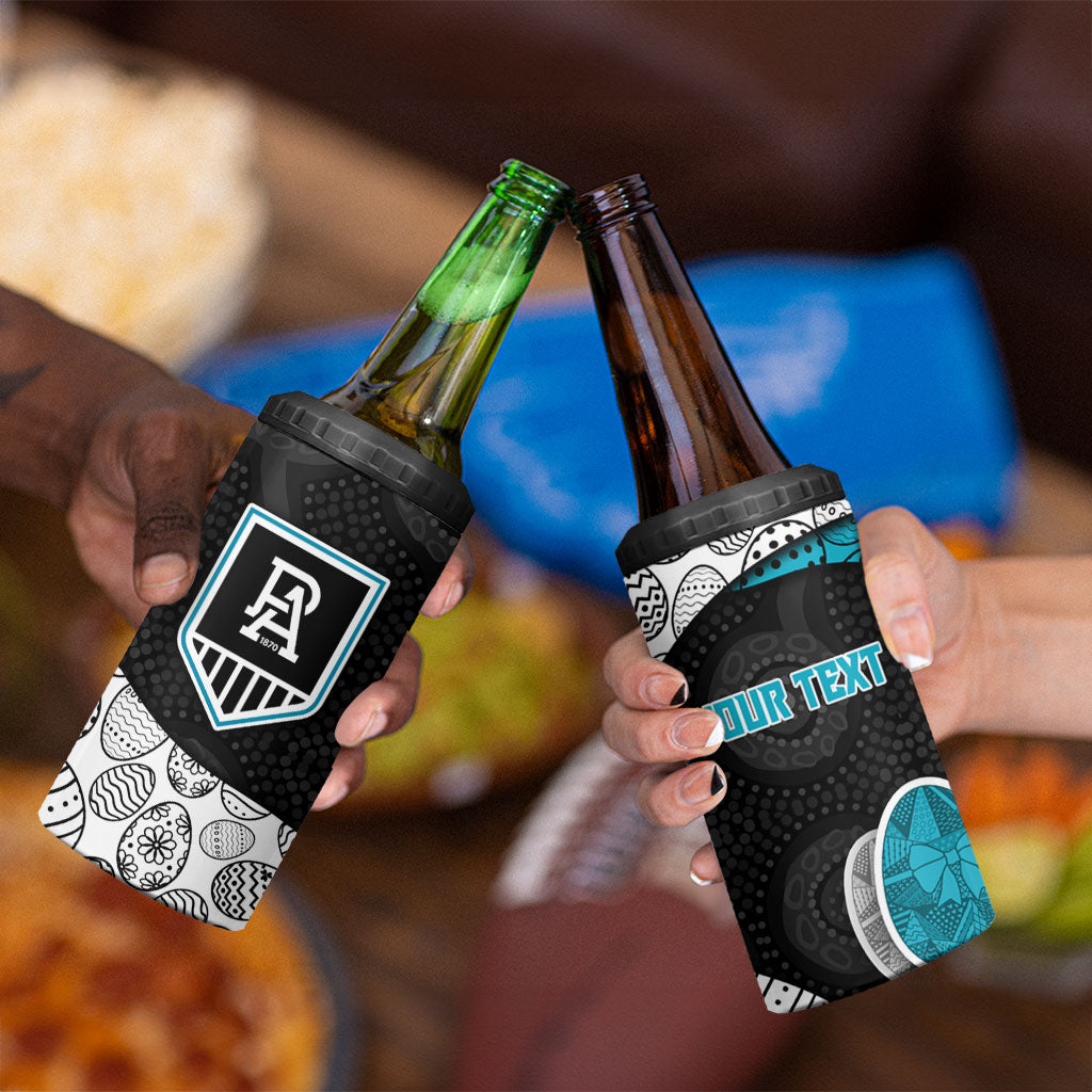 Personalized Power Football 4 in 1 Can Cooler Tumbler Easter Egg Pattern Teal Monochrome Tribal Dot Style