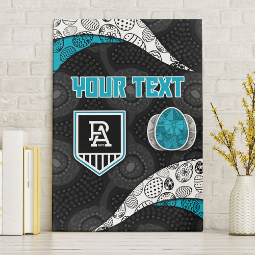 Personalized Power Football Canvas Wall Art Easter Egg Pattern Teal Monochrome Tribal Dot Style