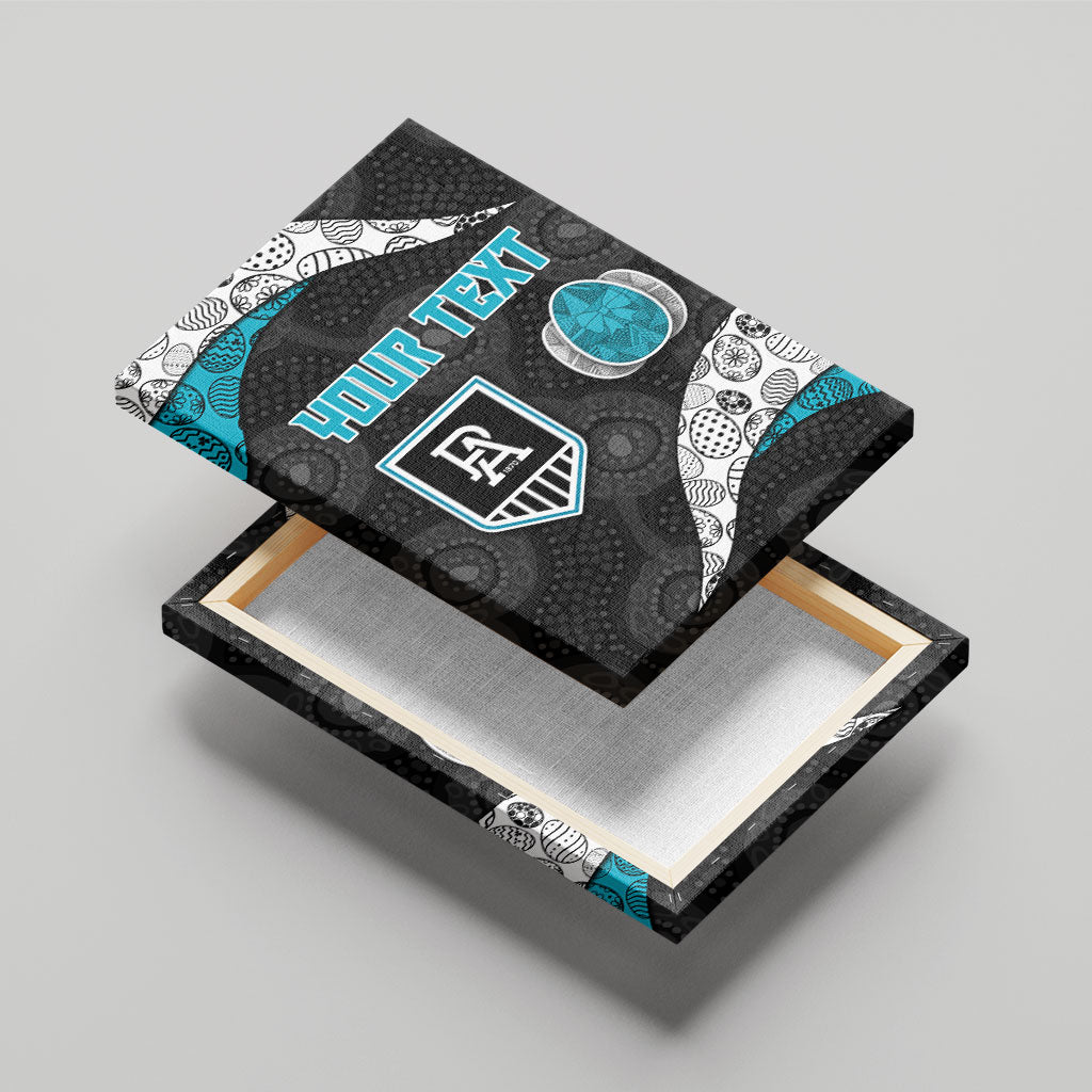 Personalized Power Football Canvas Wall Art Easter Egg Pattern Teal Monochrome Tribal Dot Style
